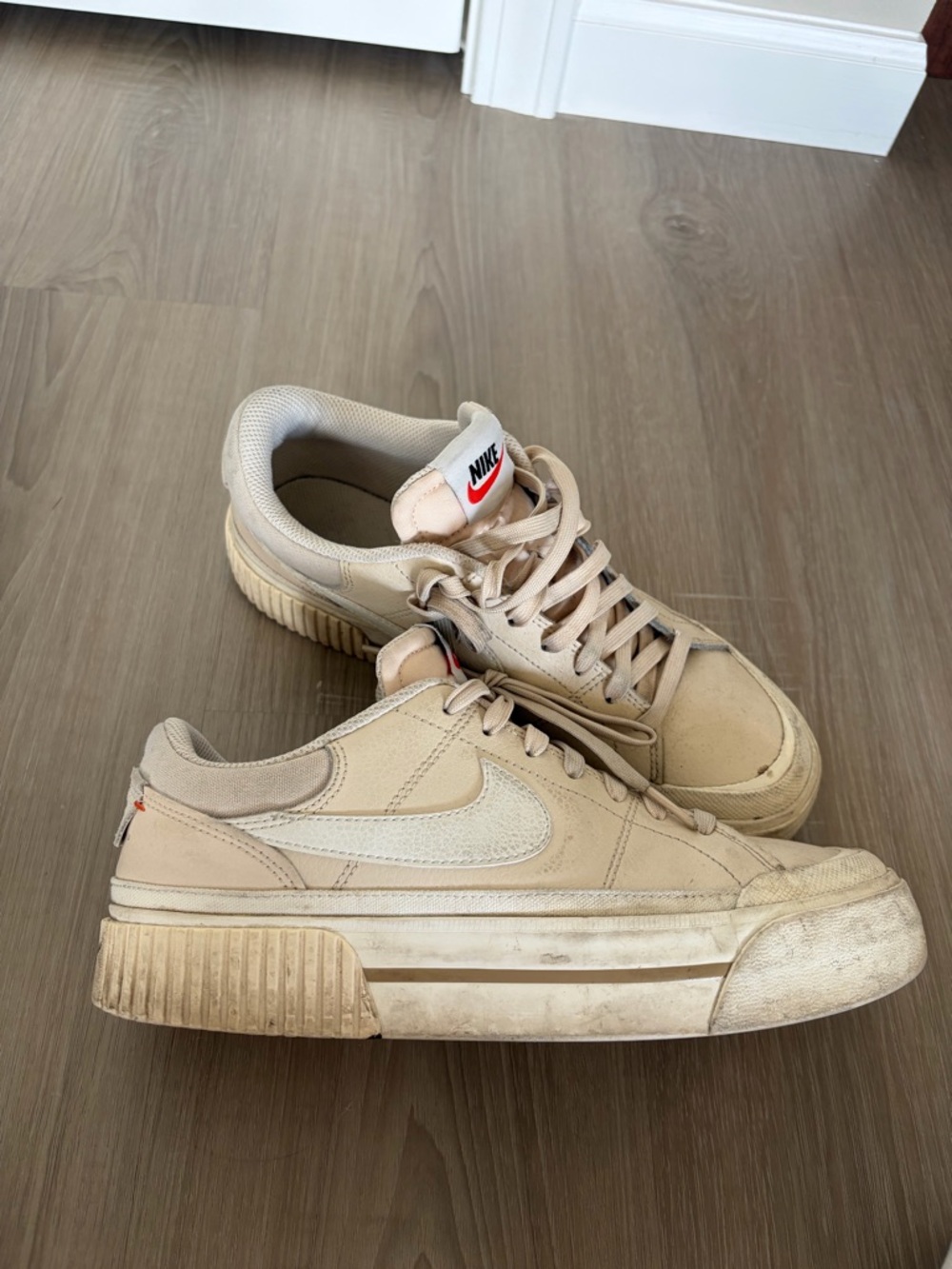 Nike Beige/Tan Low-Top Platform Casual Sneakers